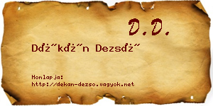 Dékán Dezső névjegykártya